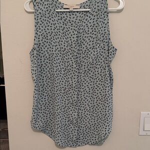 LOFT Blue and Black Patterned Tank Top